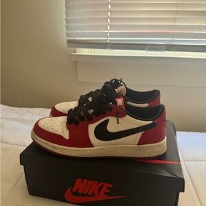 Nike Jordan Lows Black, Red, and White